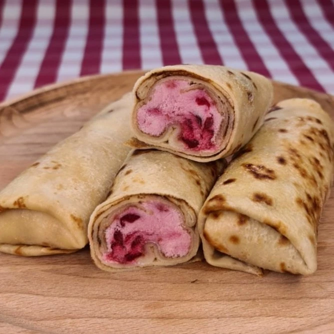 Блины с творогом и вишней