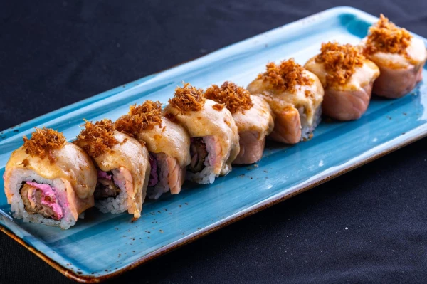 Запеченный с лососем в трёх текстурах