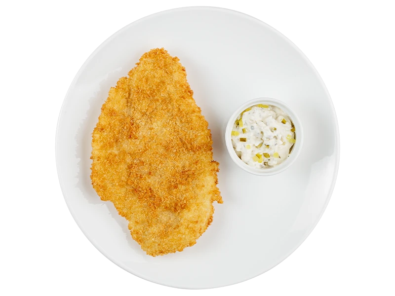 Шницель куриный с соусом тар-тар