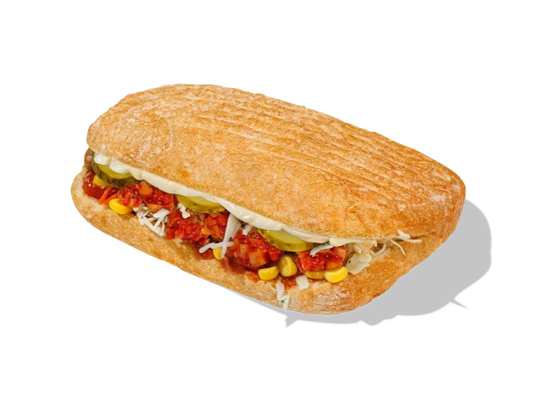 Наедастер в чиабатте с кукурузой