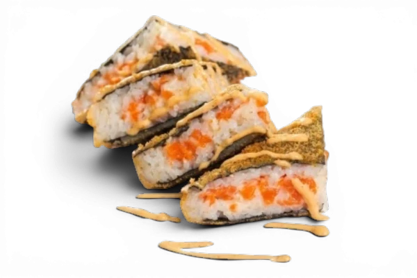 Сэндвич-ролл с лососем, крабом и спайси-соусом