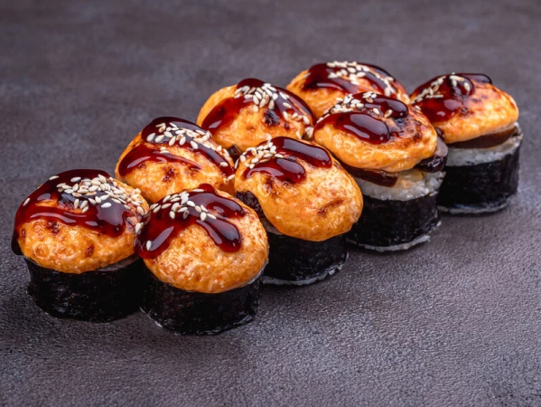 Запеченный ролл с грибами шиитаке (8 шт)