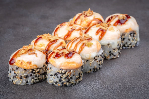 Запеченный ролл с цыпленком под сыром (8 шт)