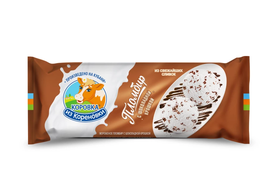 Полено "Коровка из Кореновки" пломбир с шоколадной крошкой