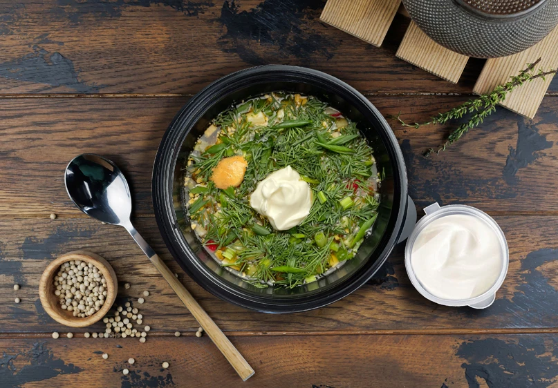 Окрошка мясная на квасе