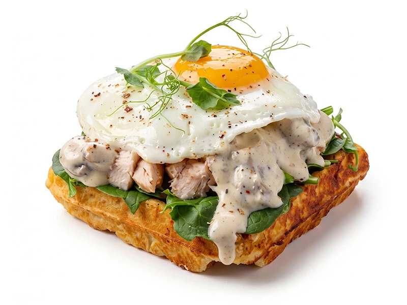 Венские вафли с копчёной куриной грудкой