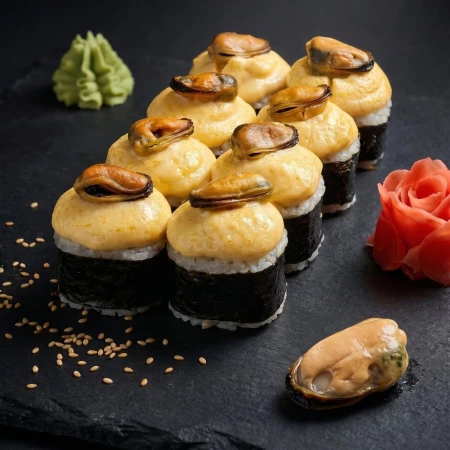 Запеченный с мидиями