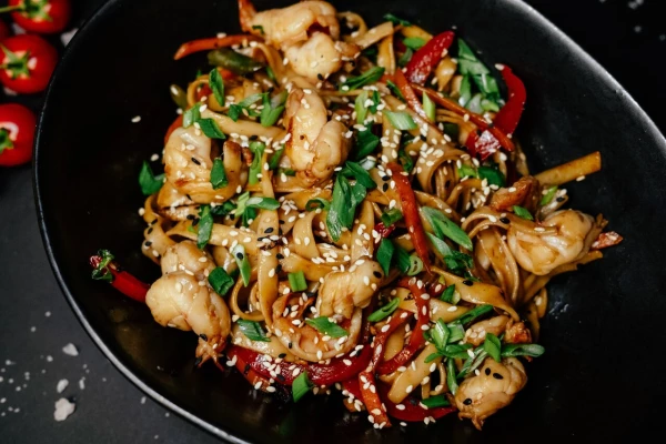 Удон с креветками