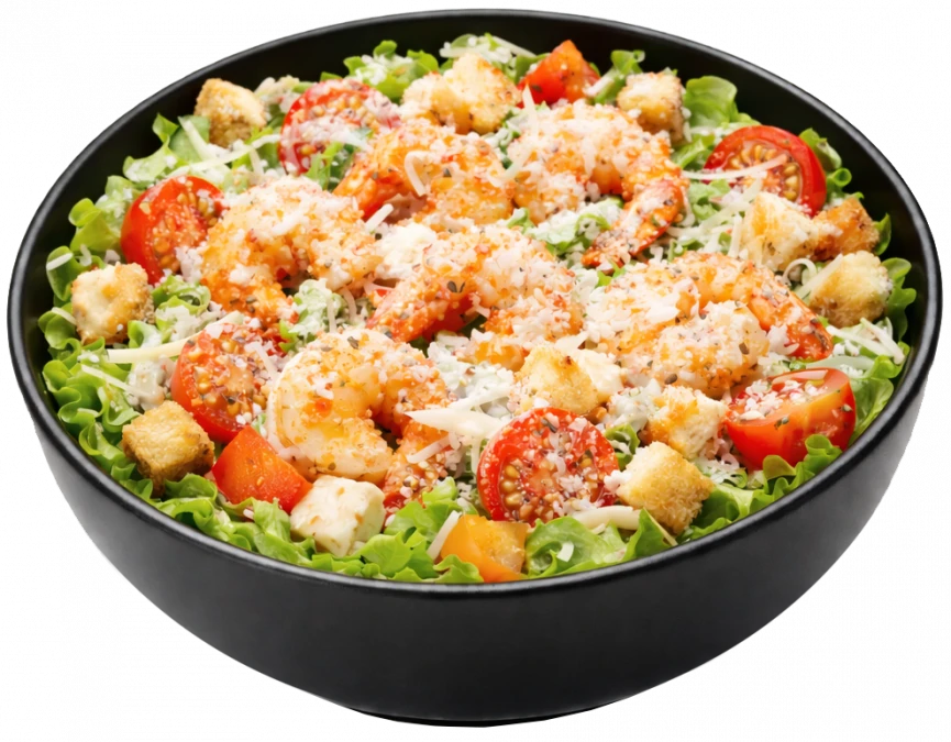Салат цезарь с креветками