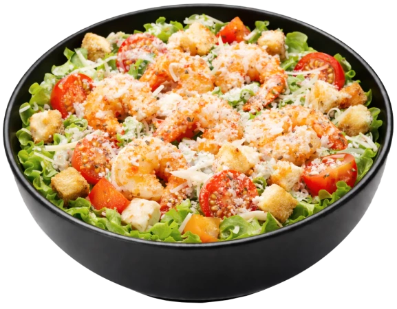 Салат цезарь с креветками