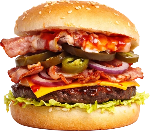 Острый пелибургер с беконом 