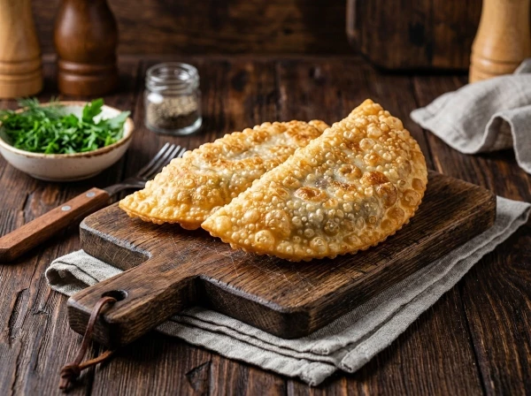 Чебуреки мини с лососем и творожным сыром