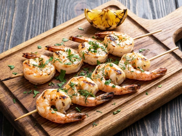 Шашлык из тигровых креветок