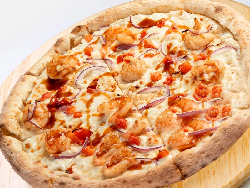 Пицца пряные креветки