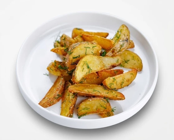 Картофель по-деревенски с зеленью и чесноком