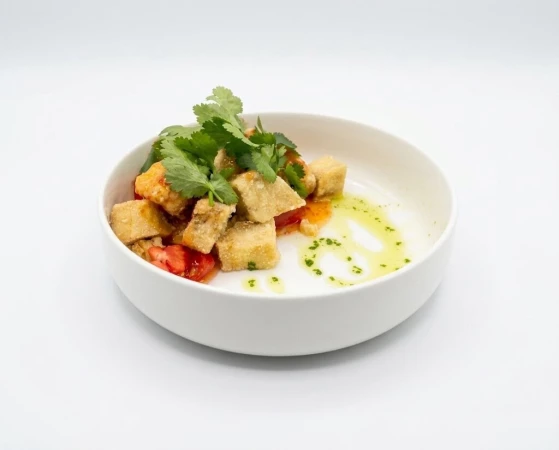 Салат с хрустящими баклажанами