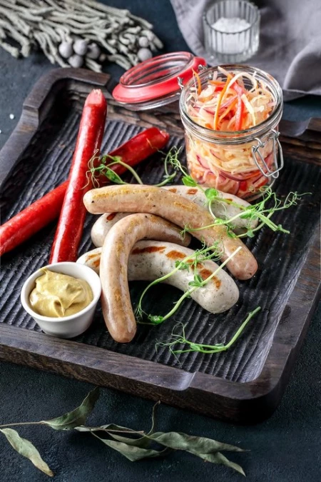 "Ассорти колбасок с тушеной капустой