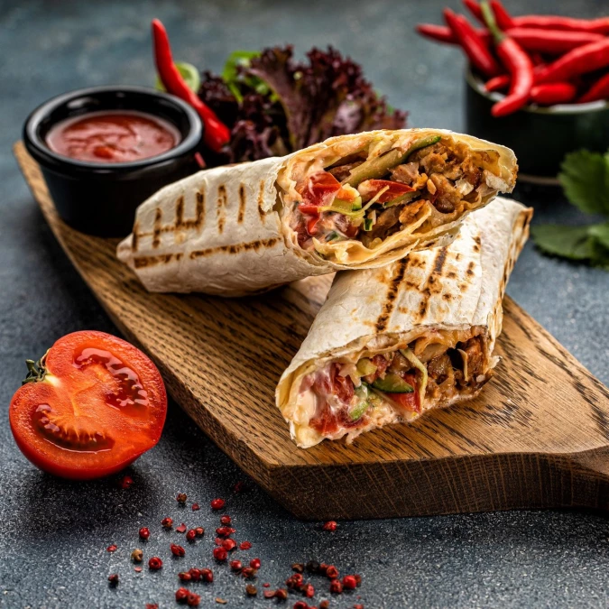 Шаурма с курицей и овощами
