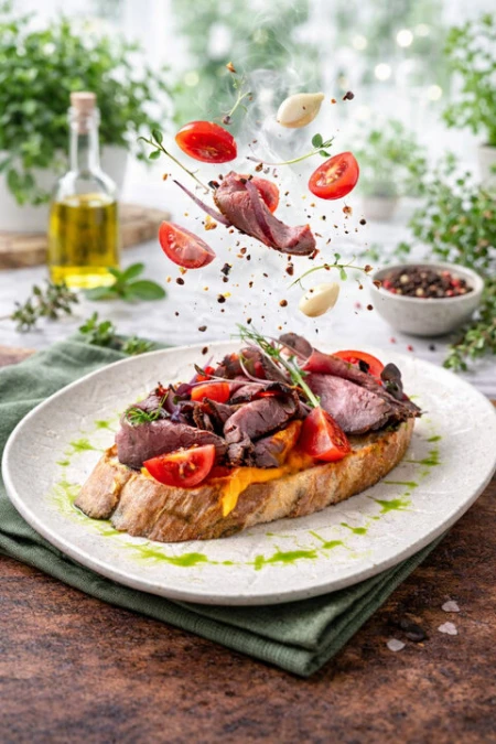 Брускета с ростбифом и муссом из моркови