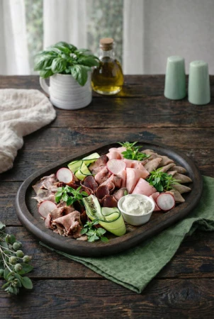 Ассорти мясное со свежими овощами 