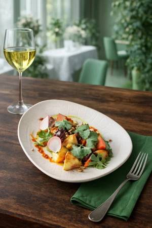 Баклажаны по-тайски с кедровыми орешками и свежей кинзой