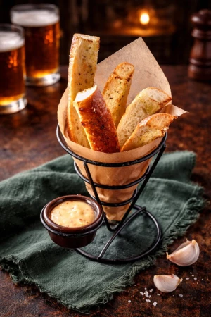 Чесночные гренки из багета с пряным маслом