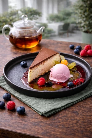 Чизкейк с ягодным соусом