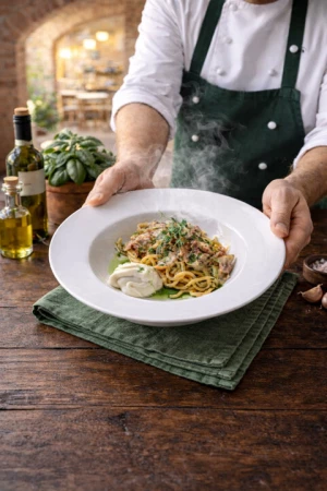 Спагетти Карбонара c желтком