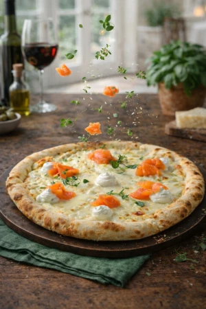 Пицца Слабосоленый лосось и креметте