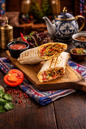 Шаурма с курицей и овощами