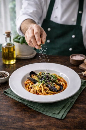 Спагетти Фрутти ди Маре в неаполитанском соусе