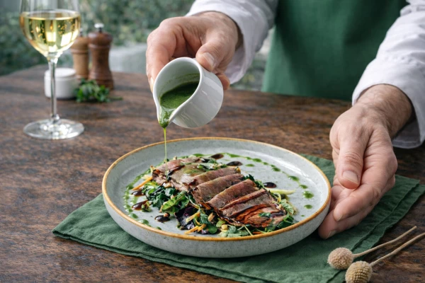 Стейк салат из говядины