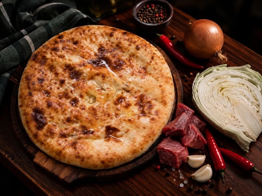Осетинский пирог с капустой и мясом