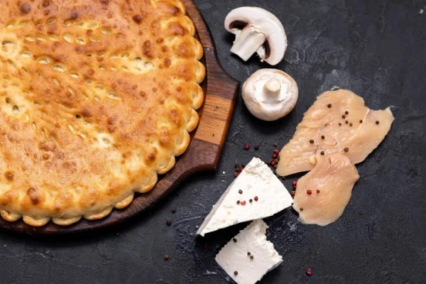  Пирог с курицей, грибами и сыром без лука..