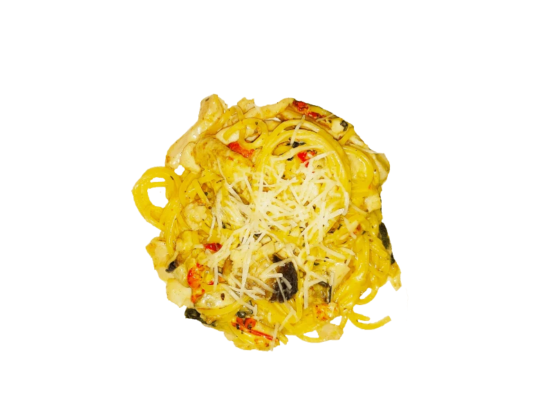 Паста с курицей и овощами