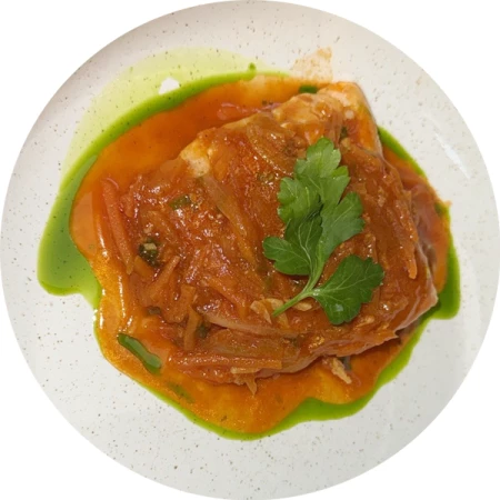 Горбуша под овощным маринадом         