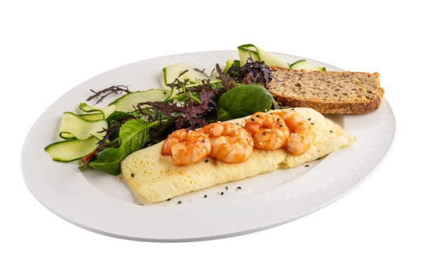 Омлет с кремчизом и креветкой 