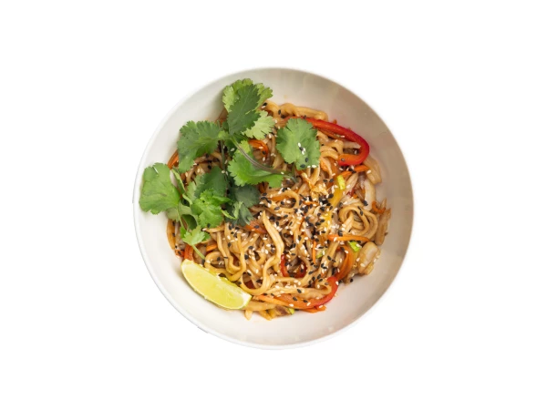 Лапша с овощами и грибами шиитаке