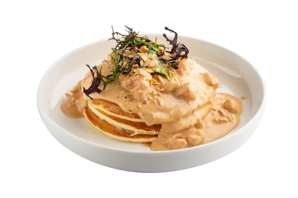 Панкейки с креветками и с оусом умами