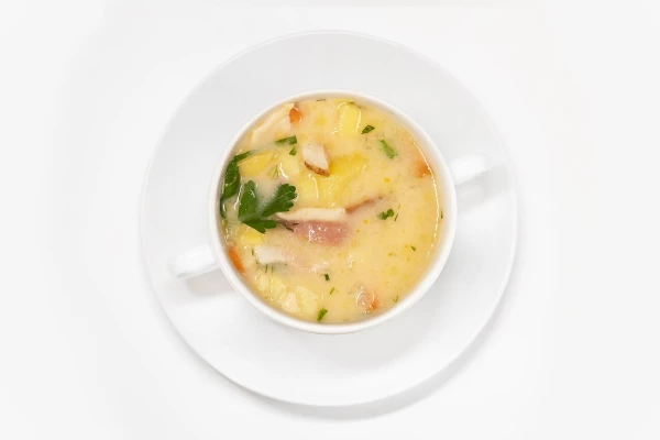 Суп домашний сырный с копченостями