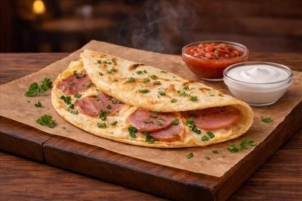 Омлет с ветчиной в тортилье