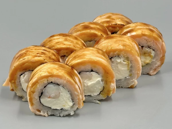 Опаленный лосось с креветкой