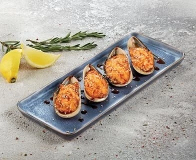 Запеченные мидии под сырной шапочкой