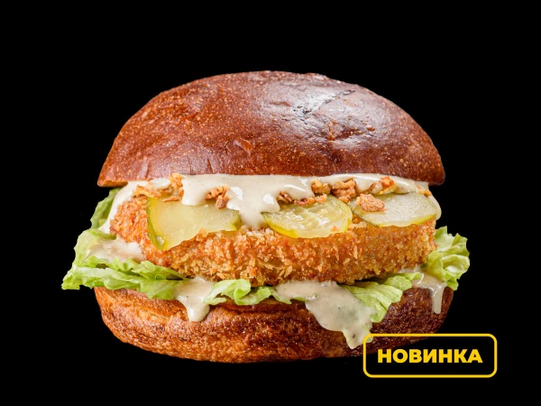 Чикен бургер с грибным соусом