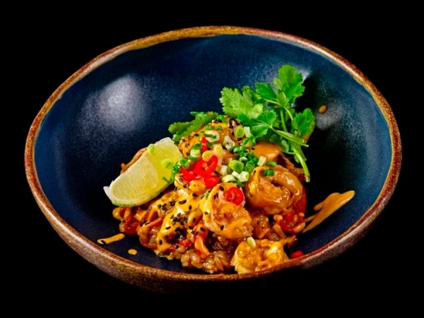 Рис с креветкой и соусом сладкий чили