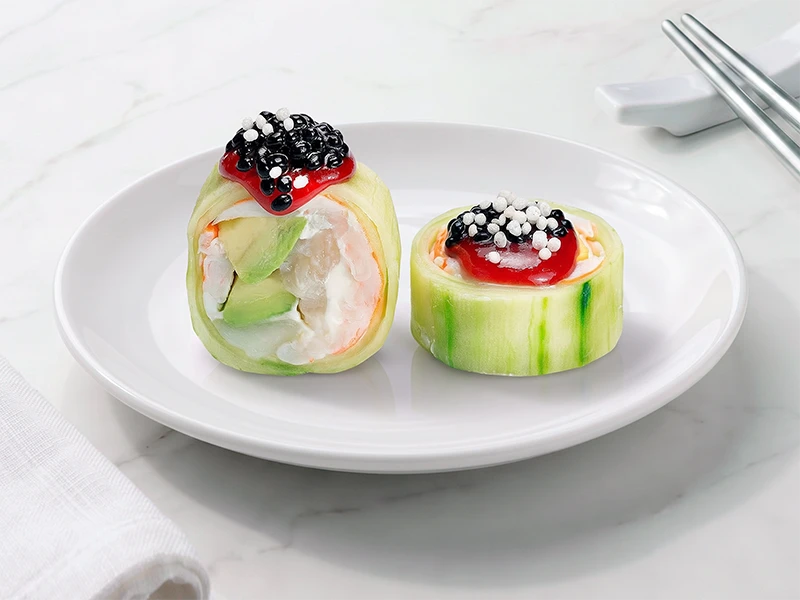 Сашими ролл с гребешком и креветками