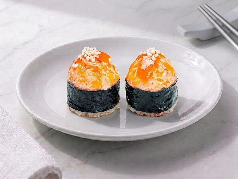 Запеченный ролл с угрем и карамельным мисо соусом