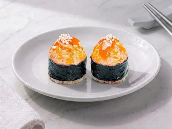 Запеченный ролл с угрем и карамельным мисо соусом