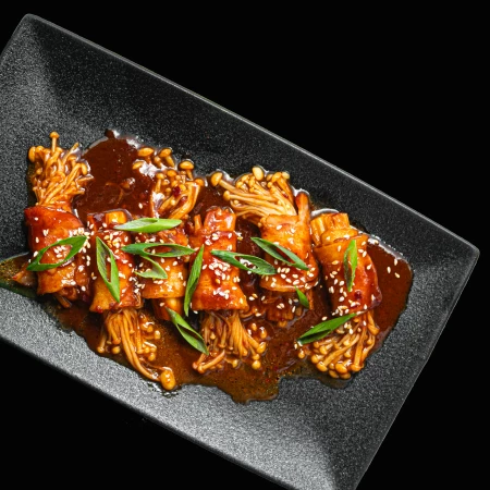 Эноки с беконом