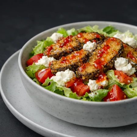 Салат с хрустящими баклажанами